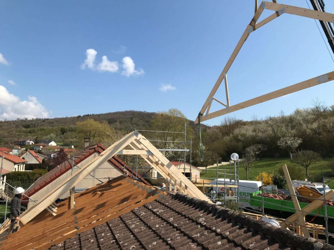 Surélévation de maison avec changement de pente Chaligny (54)